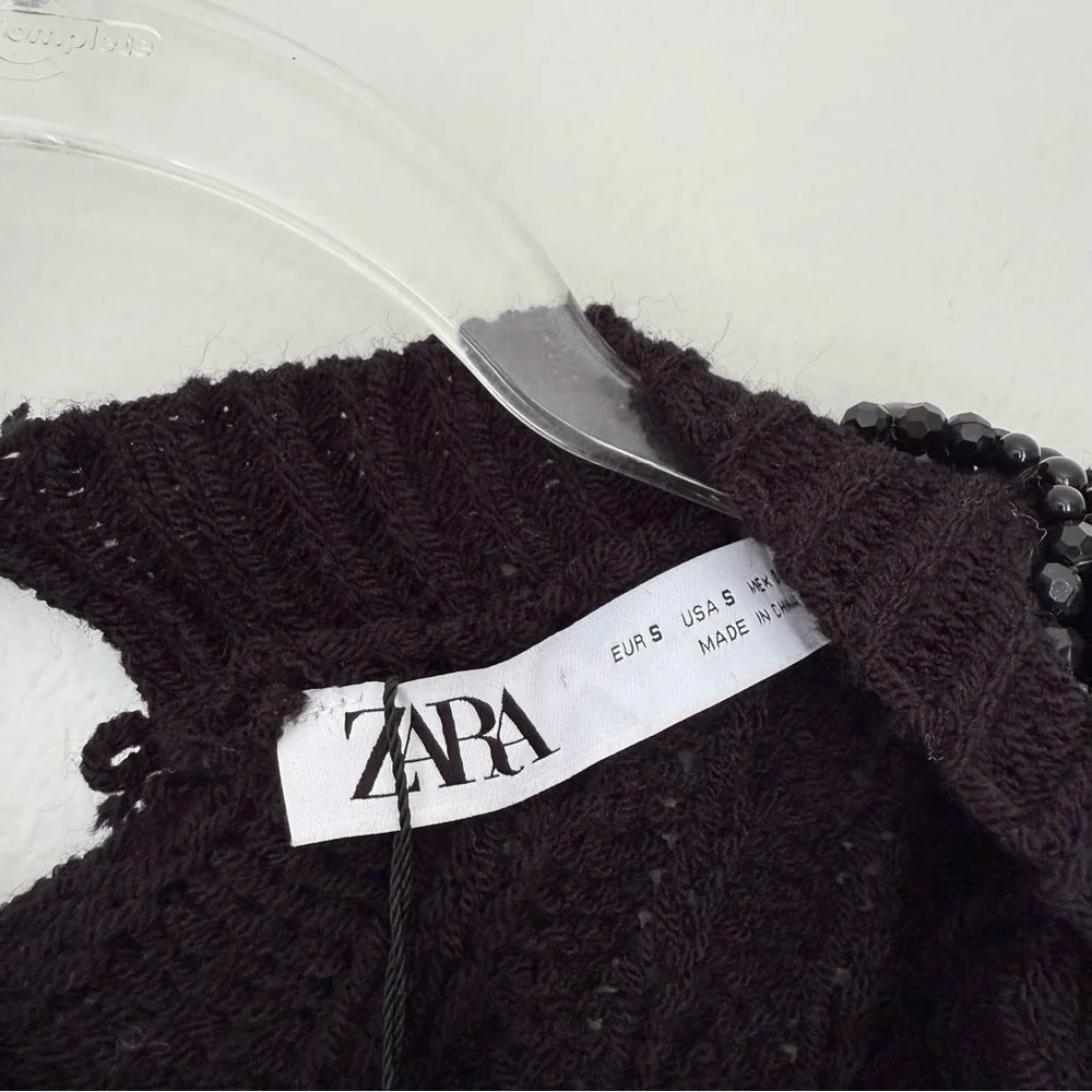 ZARA BEADED CABLE KNIT SWEATER Sz S NWT - Picture 8 of 11